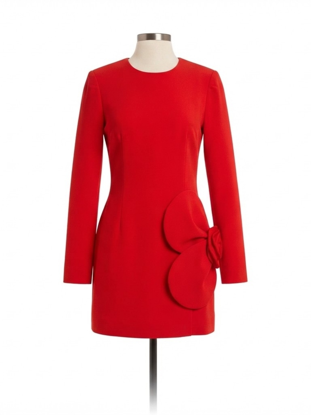 Gianni Bini Red Long-Sleeve Mini Dress with Side Rosette Detail Size 4 - Picture 4 of 16